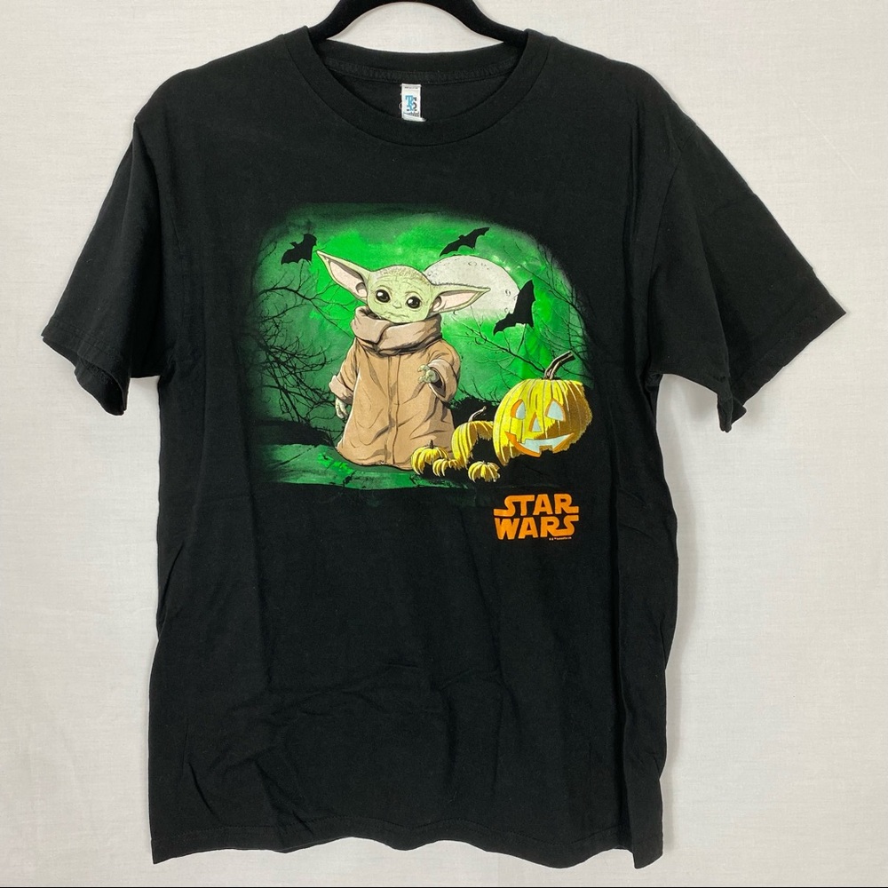 Baby Yoda Halloween Black Tee Shirt Size Med